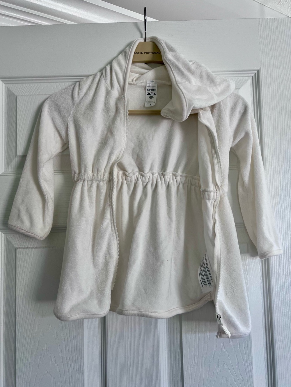 Carter's Toddler Girl White Hooded Terry/Fleece Beach or Pool Cover-Up - 3T